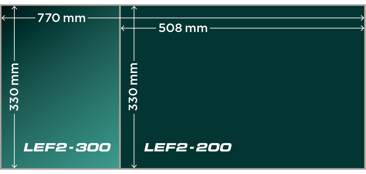 Tamaño de las mesas de LEF2-200/300